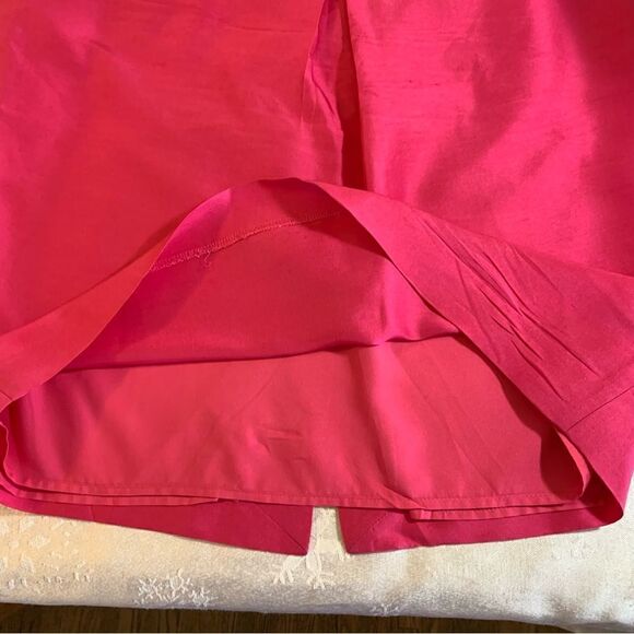 Isaac Mizrahi Silk Skirt Pink Lined Side Zipper Back Slit Sz 2 Gorgeous - Picture 2 of 4